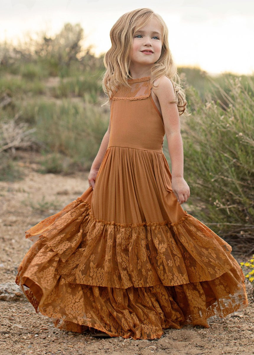 Girls Maxi Lace Chiffon Photoshoot Dresses For 3-15 Years