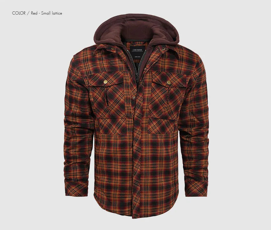 Woodsman Cotton Plaid Hooded Jacket Thick Warm Winter Plaid Shirts