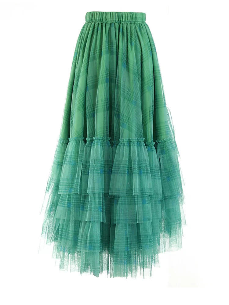 Curious Plaid Ruffle Skirt