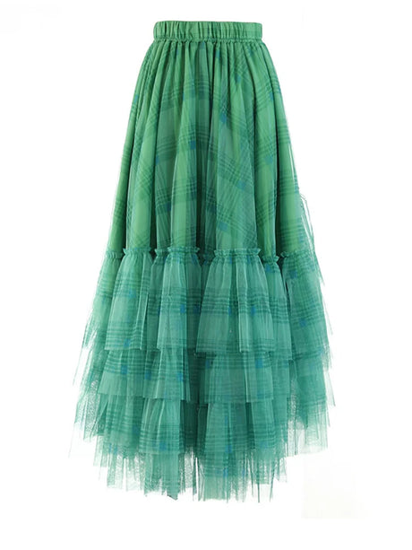 Curious Plaid Ruffle Skirt