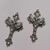 2pcs Filigree Victorian Gothic Large Cross Pendants Bat Moth DIY Jewellery Making