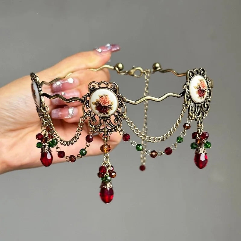 Victorian Ruby Drops Choker Necklace