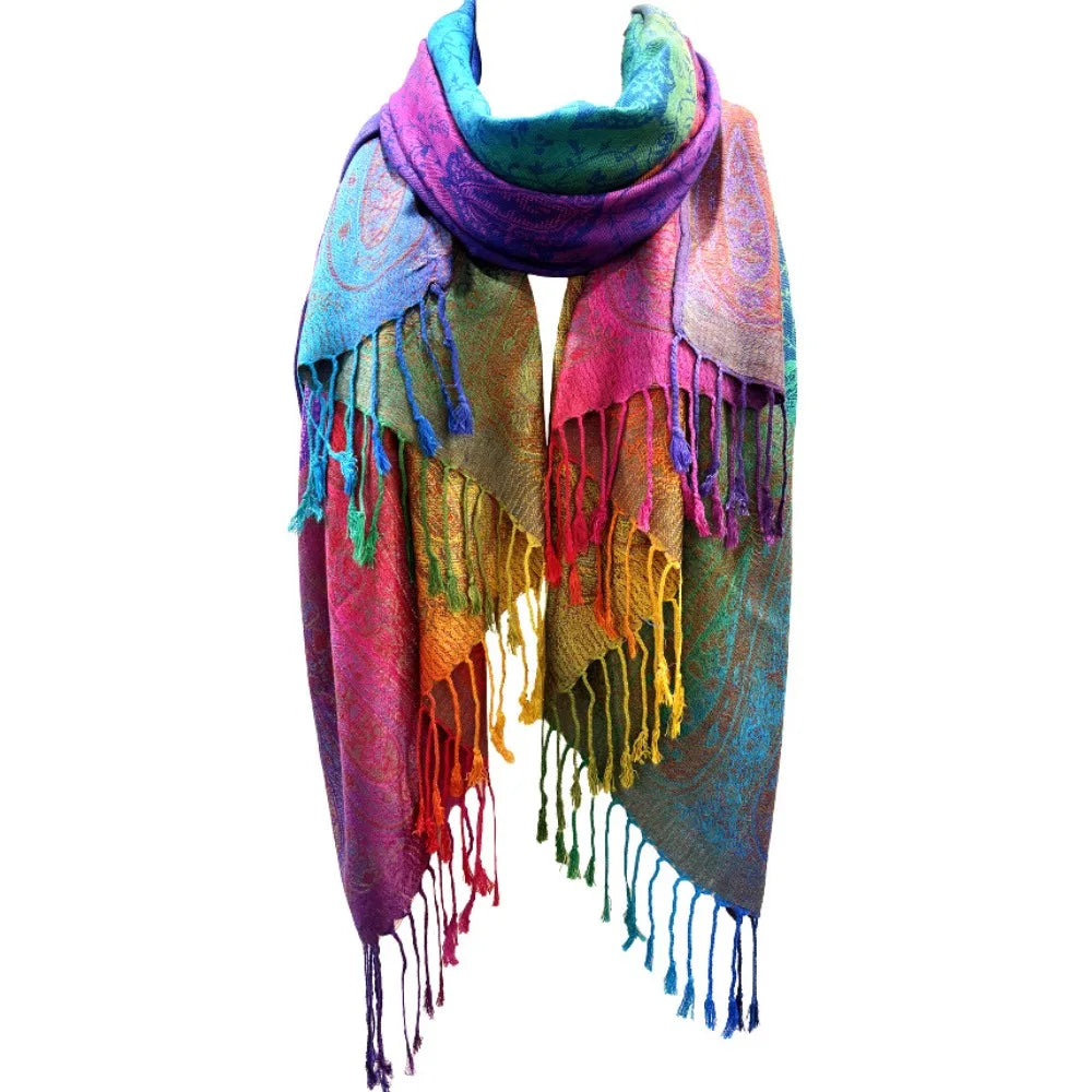 Rainbow Pashmina Scarfs Large Soft Warm Shawl Wrap