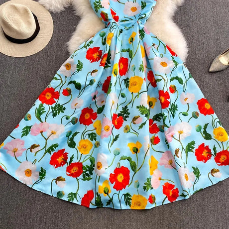 Spring Races Floral Tank Dress with Pockets