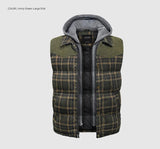 Woodsman Cotton Plaid Hooded Puffer Vest Jacket Thick Warm Winter Plaid Sleeveless Coat