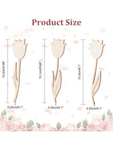 15/30pcs 3 Styles Wooden Tulip Flower Cutouts Wooden Craft Project
