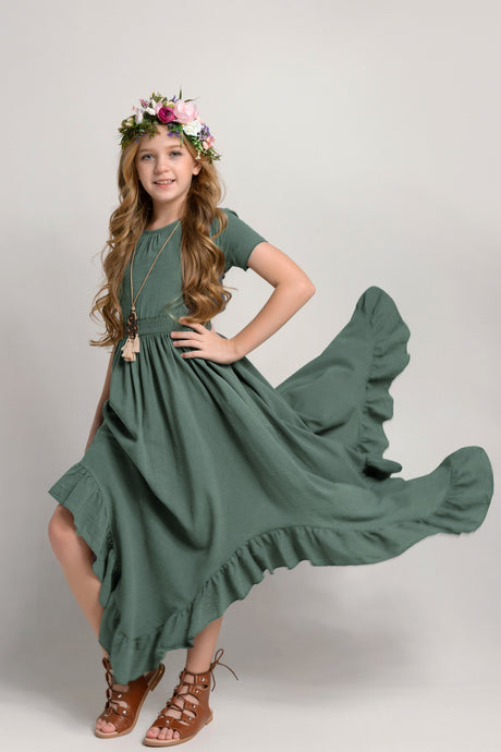 Girls Maxi Lace Chiffon Photoshoot Dresses For 3-15 Years