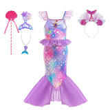 Little Girl Mermaid Ariel Princess Dress Halloween Cosplay Children's Birthday Party Costume
