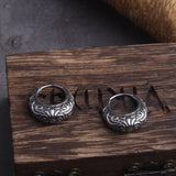 Filigree Stainless Steel Huggie Earrings for Men with Wooden Box