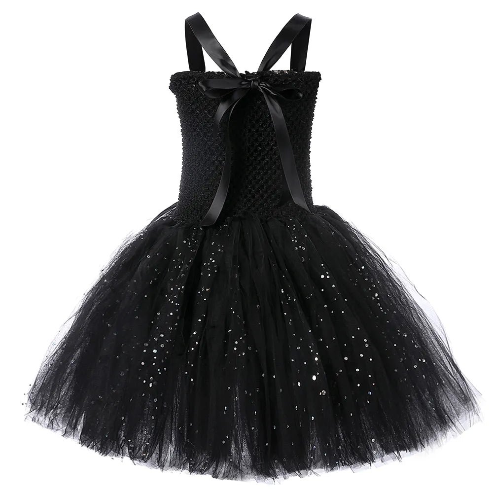 Sparkly Spider Witch Halloween Costumes Babies to Teens Tutu Dress, Hat and Broom