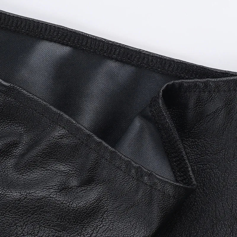 Women's Punk Crop Jacket PU Leather Cosplay Jacket Rivet Strap Gothic Streetwear Top