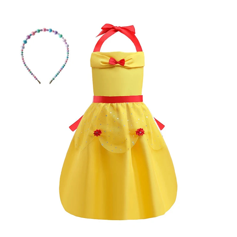 Mother Daughter Matching Clothing Apron Dresses Women Girls Halloween Cosplay Children Princess Coveralls