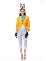 Women's Gentleman Rabbit Cosplay Costume Halloween Carnival Party Stage Performance Set With Bunny Ear Headwear Bow Tie Gloves