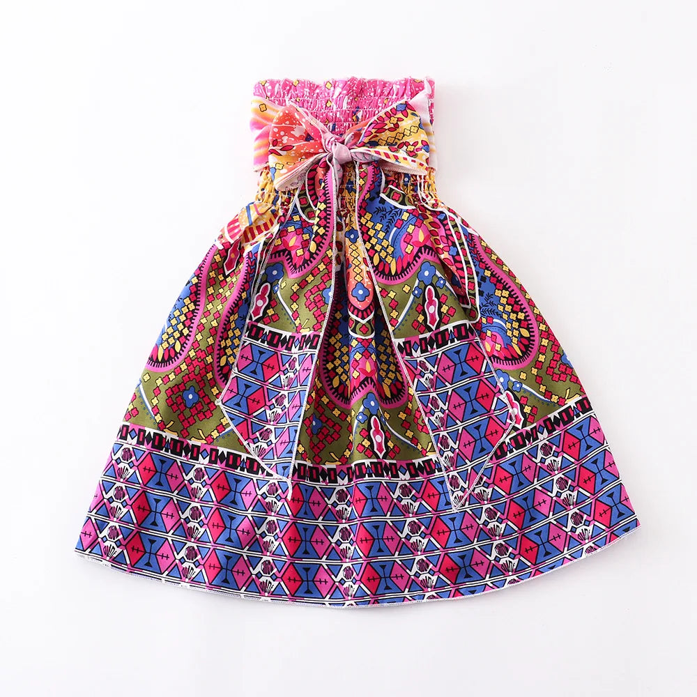 Summer Boho Girls Beach Dress 2 - 12 Years With Necklace Gift