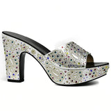 Paisley Summer Open Toe Platform High Heel Slides Shoes Comfortable Wedge Sandals