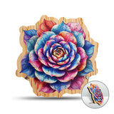Rainbow Rose 73 Pieces Unique Shapes Wooden Jigsaw Puzzles