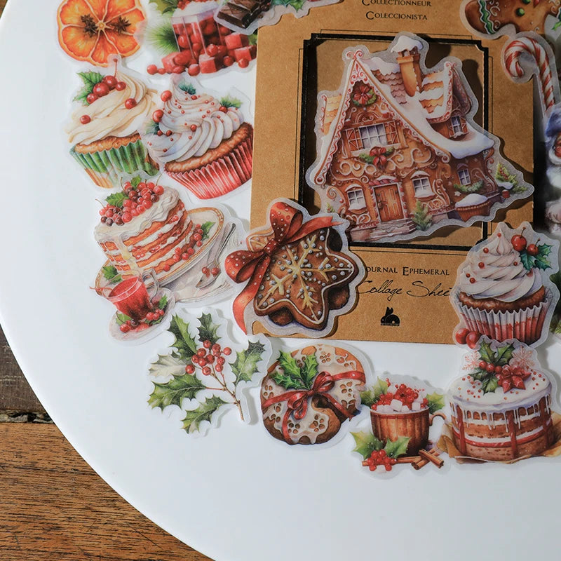 Vintage Christmas RUB ON Transfer Sticker Pack Junk Journal DIY Scrapbooking