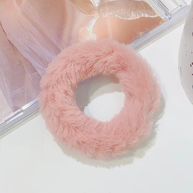Dopamine Colour Fluffy Scrunchie Hair Bands Ponytail Holder Hair Accessories