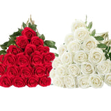50 Pcs Velvet Roses Artificial Flowers Real Touch Fake Roses Valentine's DIY Wedding Bouquet Home Decor