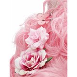 Pink Fluffy High-Top Cosplay Wig Queen's Hairstyle with Feather Flowers