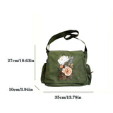 Peonies Print Canvas Shoulder Bag Crossbody Messenger Bag