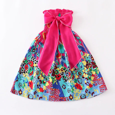 Summer Boho Girls Beach Dress 2 - 12 Years With Necklace Gift