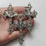 2pcs Filigree Victorian Gothic Large Cross Pendants Bat Moth DIY Jewellery Making