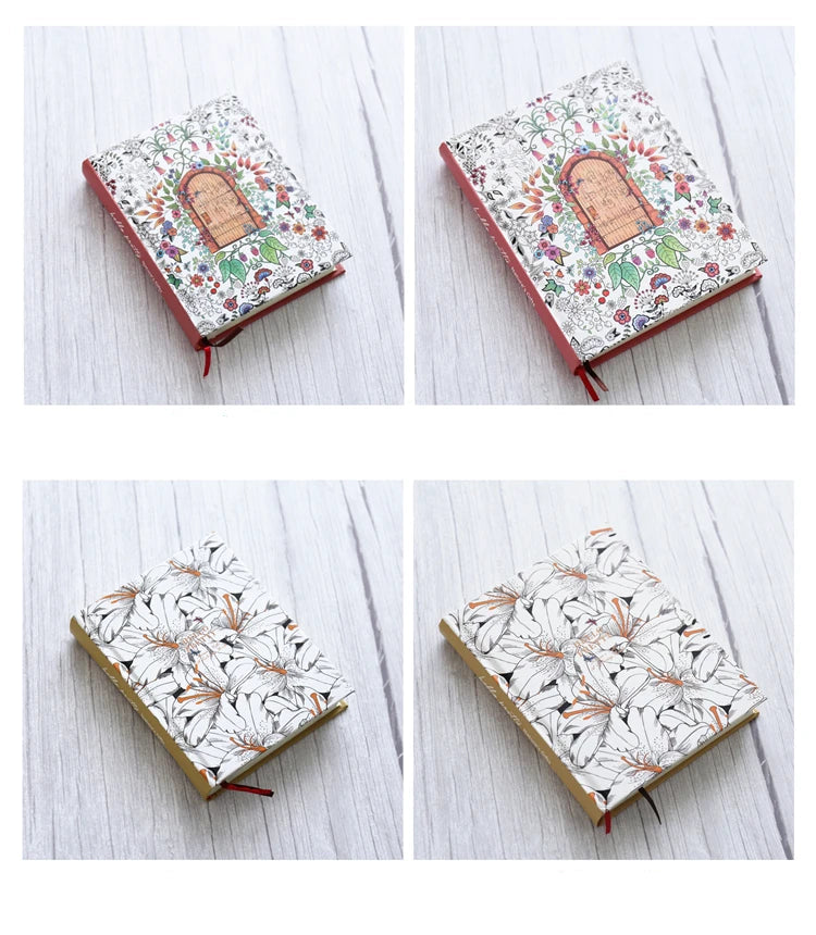 Colouring Notebooks Hardcover Art Journal 148 Sheets Illustrated Diary