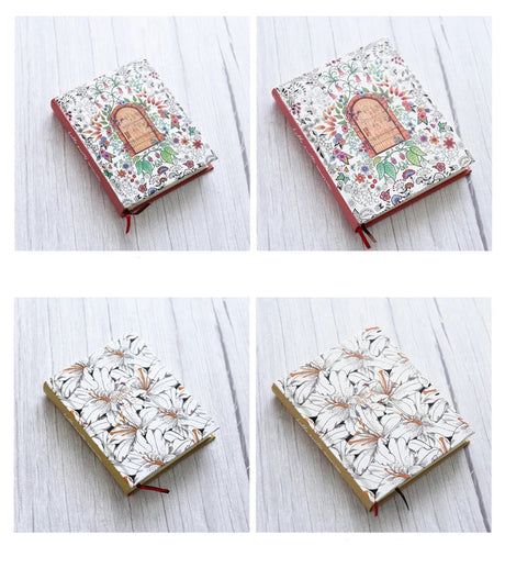 Colouring Notebooks Hardcover Art Journal 148 Sheets Illustrated Diary