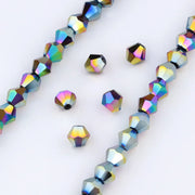 3/4/6mm Rainbow Austria Bicone Crystal Beads AB Colour Faceted Glass Beads for DIY Jewellery Making