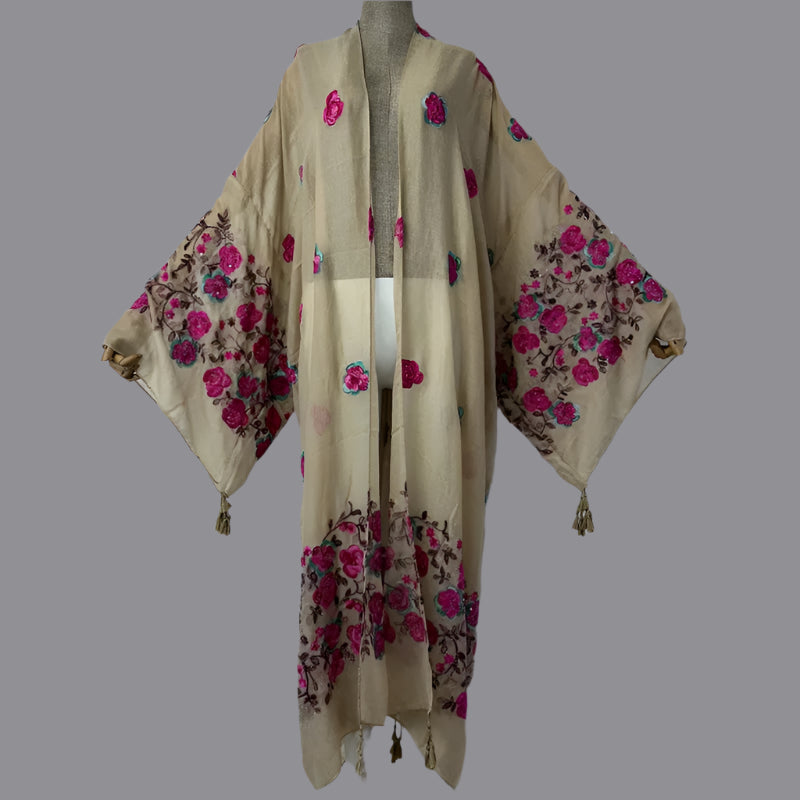 Rose's Embroidered Bohemian Cover Up Kimono