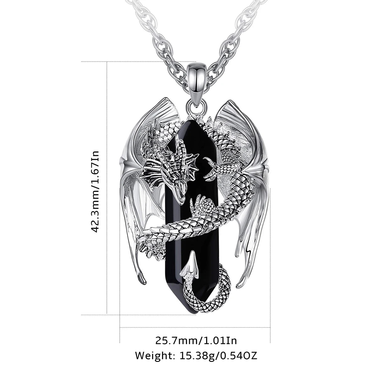 Dragon Treasure Hexagonal Obsidian Crystal Pendant Necklace