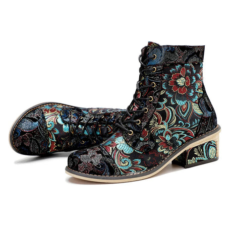 Mai's Embroidered Casual Short Boots Shoes