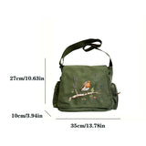 Woodland Sparrow Print Canvas Shoulder Bag Crossbody Messenger Bag