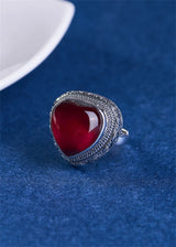 Intuitive Sage S925 Sterling Silver Ring Heart-shaped Corundum
