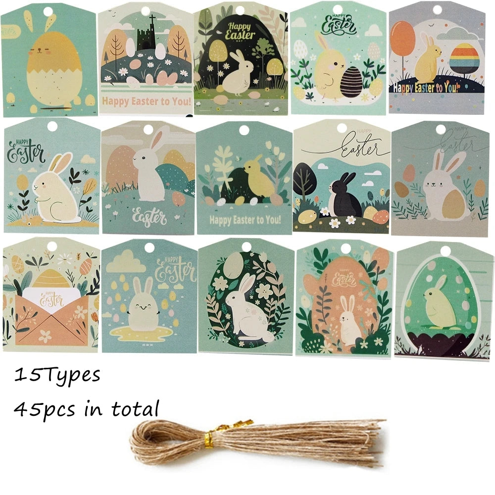 45pcs/lot Easter Bunny Hanging Tags DIY Gifts Wrapping