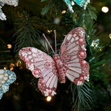 Glitter Christmas Butterflies Ornaments Sparkling Christmas Tree Decorations with Clips