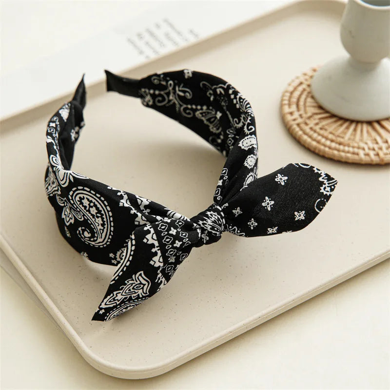 Paisley Bandana Top Knot Bow Headbands