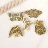 Golden Garden Animals Collection Lapel Pins Butterfly Swallow Bird Fox Cat Snake Brooches For Nature Lovers