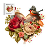 Rose Heart Wooden Jigsaw Puzzle Irregular Animal Shaped Pieces