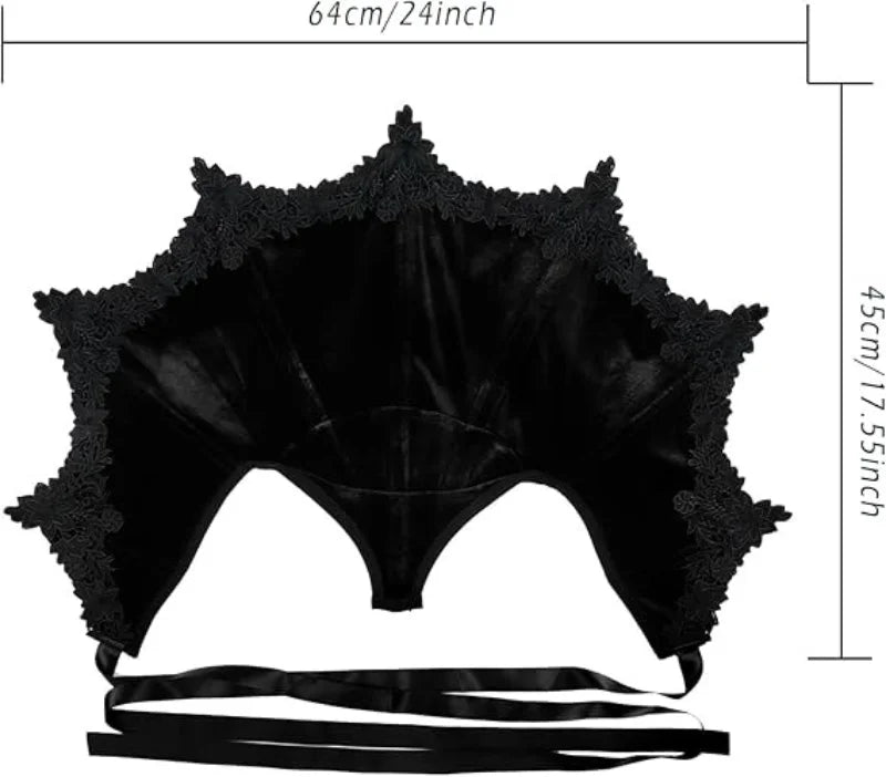 Black Red Velvet Victorian Collar Cape Gothic Vampire Cosplay Medieval Costume