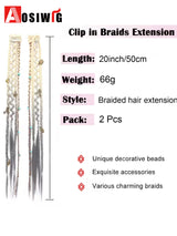 2pc Ombre Synthetic Fae Braids Hair Extensions Clip in Hairpieces
