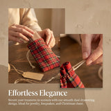 10PCS Linen Christmas Plaid Drawstring Bags Gift Pouches