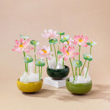 1pc Natural Clear Quartz Cluster Tea Cups Lotus Flower Micro Landscape Home Decoration
