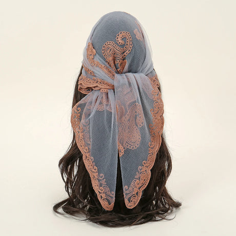 Lace Paisley Embroidered Square Bandana Scarf 23 Colours