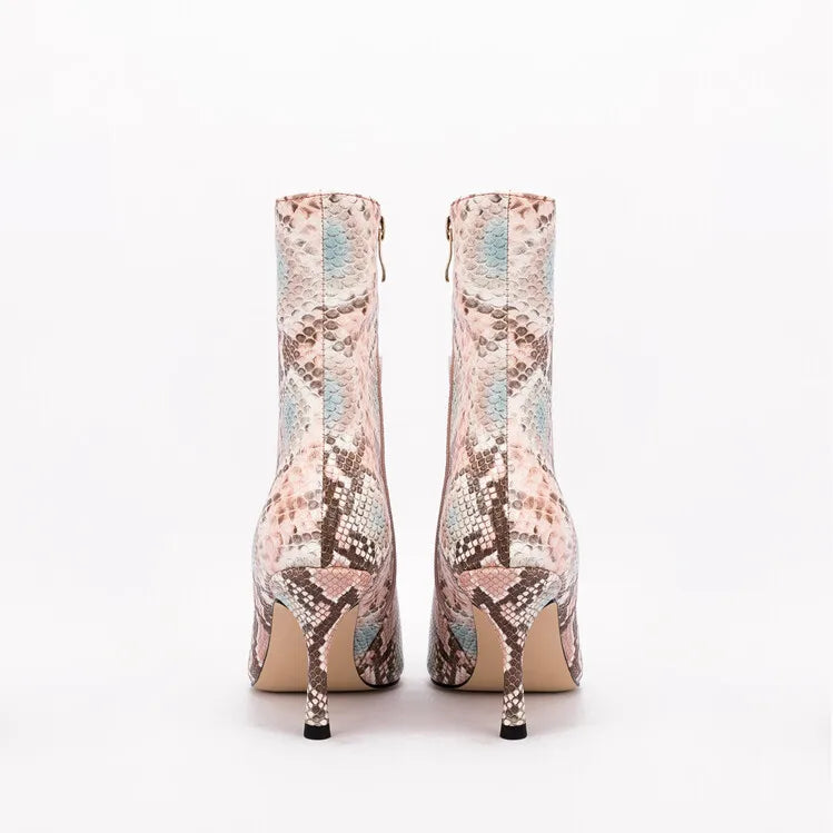 Sssseriously Ssssasssy Sssshort Boots Black Red Snake Ankle Boots