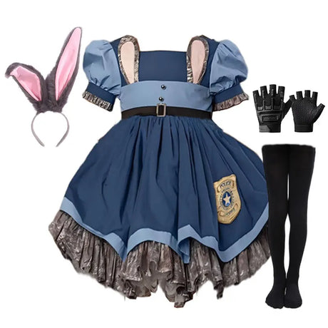 Judy Bunny Police Officer Cosplay Costume for Little Girls Zoo Utopia Dress Up Rabbit Book Week Costume
