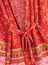 Red Flower Boho Cover Up Kimono