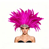 Venetian Carnivale Style Glitter Sequins Feather Crown Costume Headpeice