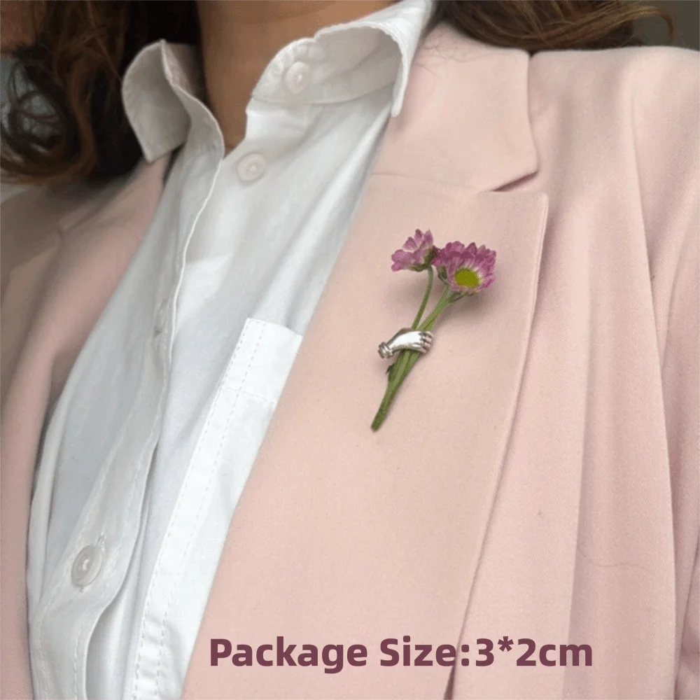 Hand-Held Flower Brooch Lapel Pin Fresh Flower Holder